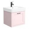 Chatsworth Traditional Pink Wall Hung Vanity - 560mm Wide with Matt Black Handle -Wall Hung Vanity Units Shop CWH560PNKMB p