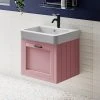 Chatsworth Traditional Dusky Pink Wall Hung Vanity - 560mm Wide with Matt Black Handle -Wall Hung Vanity Units Shop CWH56DPKMB prod1a