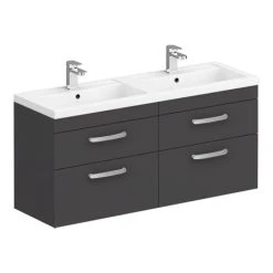 Brooklyn 1205mm Gloss Grey Wall Hung Double Basin Vanity Unit