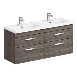Brooklyn 1205mm Grey Avola Wall Hung Double Basin Vanity Unit