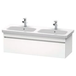 Duravit DuraStyle 1300mm 1-Drawer Wall Mounted Double Basin Vanity Unit - White Matt