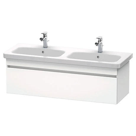 Duravit DuraStyle 1300mm 1-Drawer Wall Mounted Double Basin Vanity Unit - White Matt 3 Duravit DuraStyle 1300mm 1-Drawer Wall Mounted Double Basin Vanity Unit - White Matt