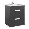 Roca Debba 600m 2-Drawer Wall Hung Vanity Unit with Square Basin - Gloss Anthracite Grey 2 Roca Debba 600m 2-Drawer Wall Hung Vanity Unit with Square Basin - Gloss Anthracite Grey -Wall Hung Vanity Units Shop DEB600153 P