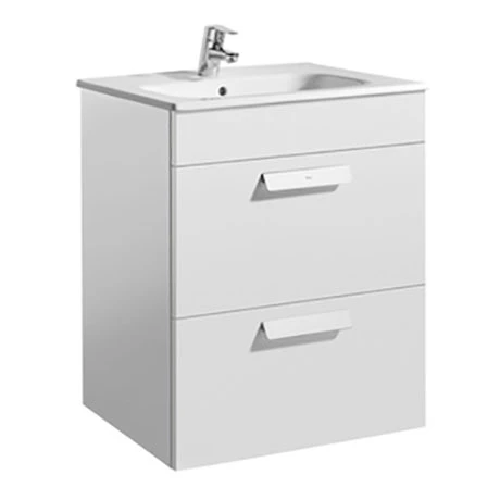 Roca Debba 600m 2-Drawer Wall Hung Vanity Unit with Square Basin - Gloss White 3 Roca Debba 600m 2-Drawer Wall Hung Vanity Unit with Square Basin - Gloss White