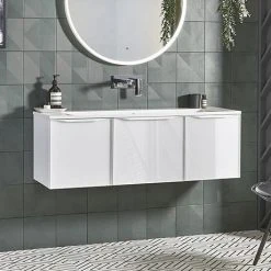 Roper Rhodes Frame 1200mm Wall Mounted Vanity Unit & Isocast Basin - Gloss White