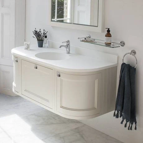 Burlington Wall Hung 134 Curved Vanity Unit & Minerva Worktop with Basin - Classic Grey 4 Burlington Wall Hung 134 Curved Vanity Unit & Minerva Worktop with Basin - Classic Grey - Image 2
