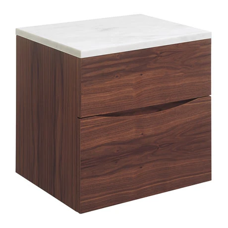 Crosswater Glide II Wall Hung Countertop Vanity Unit - American Walnut with Marble Worktop 3 Crosswater Glide II Wall Hung Countertop Vanity Unit - American Walnut with Marble Worktop
