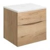Crosswater Glide II Wall Hung Countertop Vanity Unit - Windsor Oak with Marble Worktop