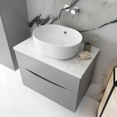 Crosswater Glide II Wall Hung Countertop Vanity Unit - White Gloss with Marble Worktop 5 Crosswater Glide II Wall Hung Countertop Vanity Unit - White Gloss with Marble Worktop - Image 3