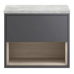 Haywood Gloss Grey / Driftwood Wall Hung Countertop Vanity - 600mm w. Open Shelf + Bellato Grey Worktop 7 Haywood Gloss Grey / Driftwood Wall Hung Countertop Vanity - 600mm w. Open Shelf + Bellato Grey Worktop -Wall Hung Vanity Units Shop HYGWH6GWT d1 460