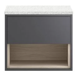 Haywood Gloss Grey / Driftwood Wall Hung Countertop Vanity - 600mm w. Open Shelf + White Worktop 7 Haywood Gloss Grey / Driftwood Wall Hung Countertop Vanity - 600mm w. Open Shelf + White Worktop -Wall Hung Vanity Units Shop HYGWH6WWT d1 460