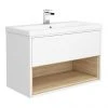 Haywood 800mm Gloss White / Natural Oak Wall Hung Vanity Unit with Open Shelf + Ceramic Basin 1 Haywood 800mm Gloss White / Natural Oak Wall Hung Vanity Unit with Open Shelf + Ceramic Basin -Wall Hung Vanity Units Shop HYWWH8 p