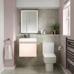 Milan Juno 500 x 360mm Blush Pink Wall Hung Vanity Unit -Wall Hung Vanity Units Shop JN5MP d2 460