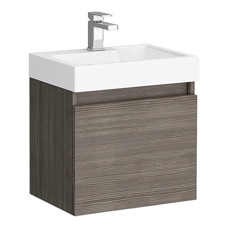 Milan Juno Slim Wall Hung Vanity Unit - Grey Avola - 500 x 300mm 3 Milan Juno Slim Wall Hung Vanity Unit - Grey Avola - 500 x 300mm