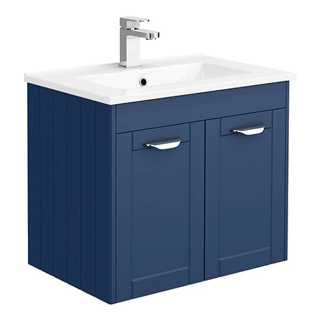 Keswick Blue 620mm Traditional Wall Hung 2 Door Vanity Unit 3 Keswick Blue 620mm Traditional Wall Hung 2 Door Vanity Unit