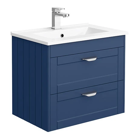 Keswick Blue 620mm Traditional Wall Hung 2 Drawer Vanity Unit 3 Keswick Blue 620mm Traditional Wall Hung 2 Drawer Vanity Unit