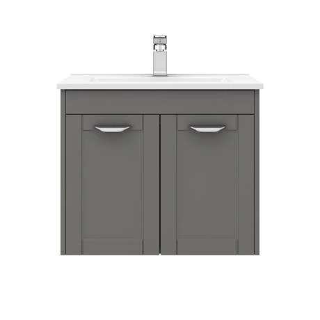 Keswick Grey 620mm Traditional Wall Hung 2 Door Vanity Unit 6 Keswick Grey 620mm Traditional Wall Hung 2 Door Vanity Unit - Image 4