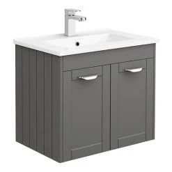 Keswick Grey 620mm Traditional Wall Hung 2 Door Vanity Unit
