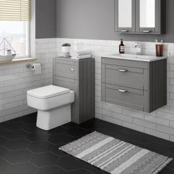 Keswick Grey 620mm Traditional Wall Hung 2 Drawer Vanity Unit 10 Keswick Grey 620mm Traditional Wall Hung 2 Drawer Vanity Unit -Wall Hung Vanity Units Shop KES GRY 6WH2D d2n 460