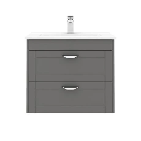Keswick Grey 620mm Traditional Wall Hung 2 Drawer Vanity Unit 6 Keswick Grey 620mm Traditional Wall Hung 2 Drawer Vanity Unit - Image 4