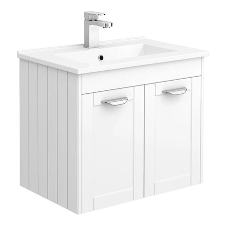 Keswick White 620mm Traditional Wall Hung 2 Door Vanity Unit 3 Keswick White 620mm Traditional Wall Hung 2 Door Vanity Unit