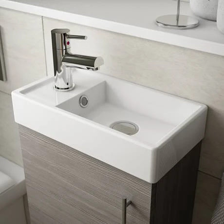 Milan W400 x D222mm Grey Avola Effect Compact Wall Hung Basin Unit 4 Milan W400 x D222mm Grey Avola Effect Compact Wall Hung Basin Unit - Image 2