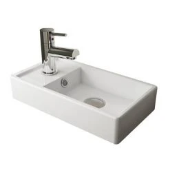 Milan W400 x D222mm Stone Grey Compact Wall Hung Basin Unit -Wall Hung Vanity Units Shop KIN012 detail1 460