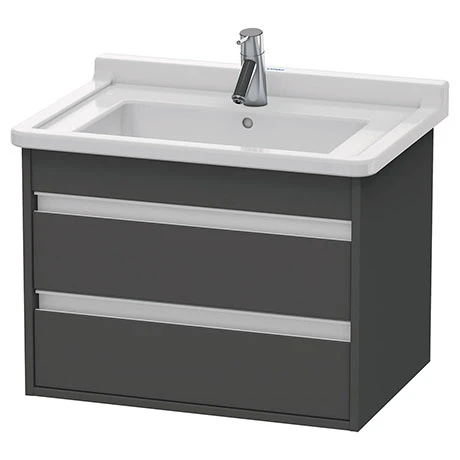 Duravit Ketho 650mm 2-Drawer Wall Mounted Vanity Unit with Starck 3 Basin - Graphite Matt 3 Duravit Ketho 650mm 2-Drawer Wall Mounted Vanity Unit with Starck 3 Basin - Graphite Matt