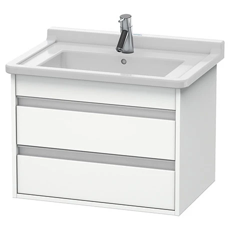 Duravit Ketho 650mm 2-Drawer Wall Mounted Vanity Unit with Starck 3 Basin - White Matt 3 Duravit Ketho 650mm 2-Drawer Wall Mounted Vanity Unit with Starck 3 Basin - White Matt