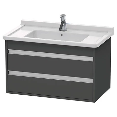 Duravit Ketho 800mm 2-Drawer Wall Mounted Vanity Unit with Starck 3 Basin - Graphite Matt 3 Duravit Ketho 800mm 2-Drawer Wall Mounted Vanity Unit with Starck 3 Basin - Graphite Matt