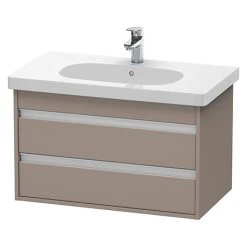 Duravit Ketho 800mm 2-Drawer Wall Mounted Vanity Unit with D-Code Basin - Basalt Matt