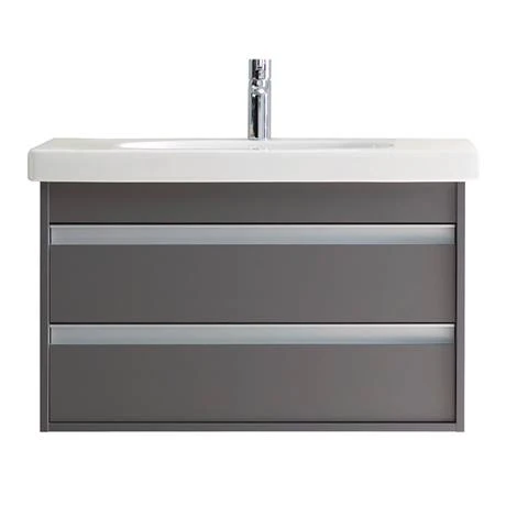 Duravit Ketho 800mm 2-Drawer Wall Mounted Vanity Unit with D-Code Basin - Graphite Matt 4 Duravit Ketho 800mm 2-Drawer Wall Mounted Vanity Unit with D-Code Basin - Graphite Matt - Image 2
