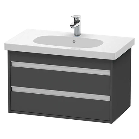 Duravit Ketho 800mm 2-Drawer Wall Mounted Vanity Unit with D-Code Basin - Graphite Matt 3 Duravit Ketho 800mm 2-Drawer Wall Mounted Vanity Unit with D-Code Basin - Graphite Matt