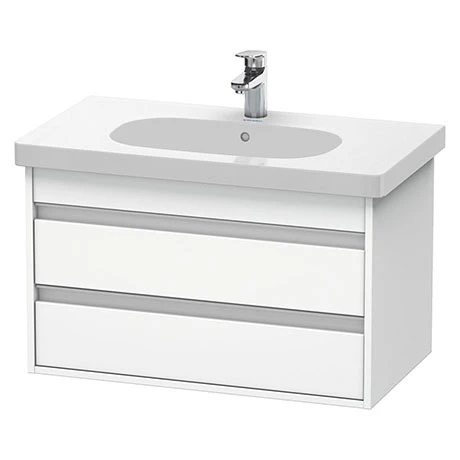 Duravit Ketho 800mm 2-Drawer Wall Mounted Vanity Unit with D-Code Basin - White Matt 3 Duravit Ketho 800mm 2-Drawer Wall Mounted Vanity Unit with D-Code Basin - White Matt