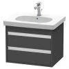 Duravit Ketho 600mm 2-Drawer Wall Mounted Vanity Unit with D-Code Basin - Graphite Matt -Wall Hung Vanity Units Shop KT6650GRA P