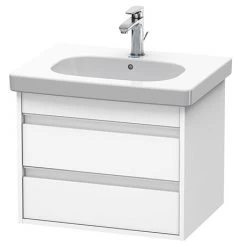 Duravit Ketho 600mm 2-Drawer Wall Mounted Vanity Unit with D-Code Basin - White Matt