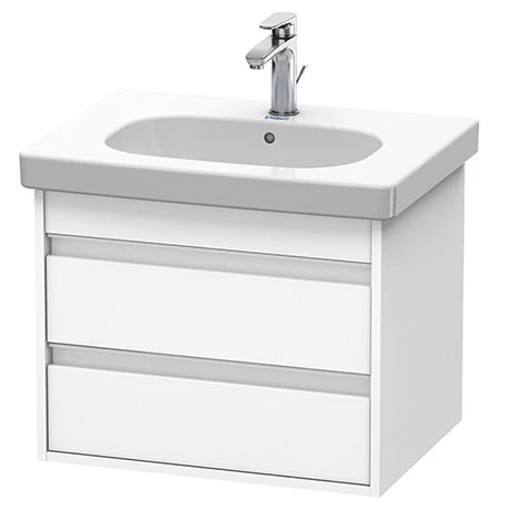 Duravit Ketho 600mm 2-Drawer Wall Mounted Vanity Unit with D-Code Basin - White Matt 3 Duravit Ketho 600mm 2-Drawer Wall Mounted Vanity Unit with D-Code Basin - White Matt