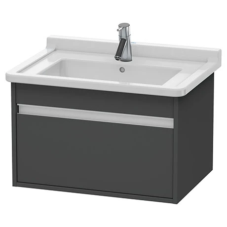 Duravit Ketho 650mm 1-Drawer Wall Mounted Vanity Unit with Starck 3 Basin - Graphite Matt 3 Duravit Ketho 650mm 1-Drawer Wall Mounted Vanity Unit with Starck 3 Basin - Graphite Matt