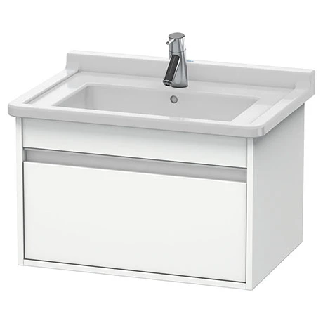 Duravit Ketho 650mm 1-Drawer Wall Mounted Vanity Unit with Starck 3 Basin - White Matt 3 Duravit Ketho 650mm 1-Drawer Wall Mounted Vanity Unit with Starck 3 Basin - White Matt