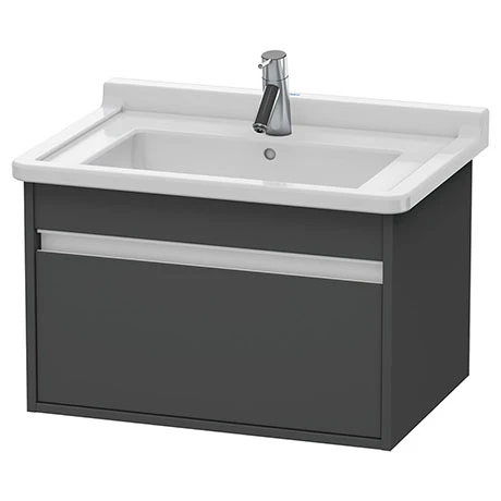 Duravit Ketho 800mm 1-Drawer Wall Mounted Vanity Unit with Starck 3 Basin - Graphite Matt 3 Duravit Ketho 800mm 1-Drawer Wall Mounted Vanity Unit with Starck 3 Basin - Graphite Matt