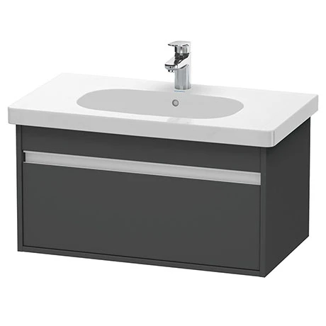Duravit Ketho 800mm 1-Drawer Wall Mounted Vanity Unit with D-Code Basin - Graphite Matt 3 Duravit Ketho 800mm 1-Drawer Wall Mounted Vanity Unit with D-Code Basin - Graphite Matt