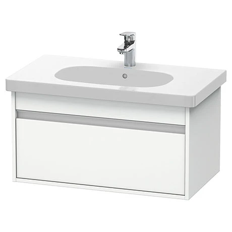 Duravit Ketho 800mm 1-Drawer Wall Mounted Vanity Unit with D-Code Basin - White Matt 3 Duravit Ketho 800mm 1-Drawer Wall Mounted Vanity Unit with D-Code Basin - White Matt