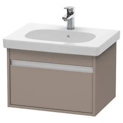 Duravit Ketho 600mm 1-Drawer Wall Mounted Vanity Unit with D-Code Basin - Basalt Matt