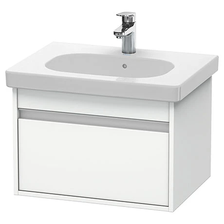 Duravit Ketho 600mm 1-Drawer Wall Mounted Vanity Unit with D-Code Basin - White Matt 3 Duravit Ketho 600mm 1-Drawer Wall Mounted Vanity Unit with D-Code Basin - White Matt