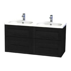 Miller London 120 Wall Hung Four Drawer Vanity Unit + Double Basin (Black)