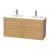Miller London 120 Wall Hung Four Drawer Vanity Unit + Double Basin - Oak -Wall Hung Vanity Units Shop LOND120OAKDR P