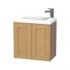 Miller London 60 Wall Hung Two Door Vanity Unit + Basin (Oak) -Wall Hung Vanity Units Shop LOND60OAK2D P