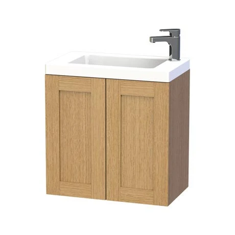Miller London 60 Wall Hung Two Door Vanity Unit + Basin (Oak) 3 Miller London 60 Wall Hung Two Door Vanity Unit + Basin (Oak)