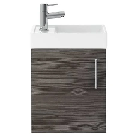 Milan W400 x D222mm Grey Avola Effect Compact Wall Hung Basin Unit 5 Milan W400 x D222mm Grey Avola Effect Compact Wall Hung Basin Unit - Image 3