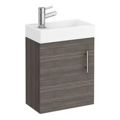 Milan W400 x D222mm Grey Avola Effect Compact Wall Hung Basin Unit